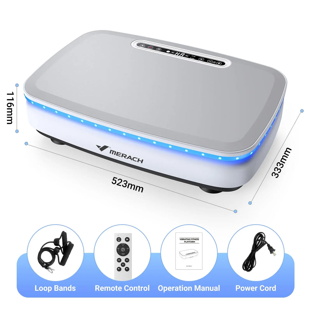 MERACH Vibration Plate Exercise Machine with Light Whole Body Workout Power Vibrate Platform Vibration Plate Lymphatic Drainage
