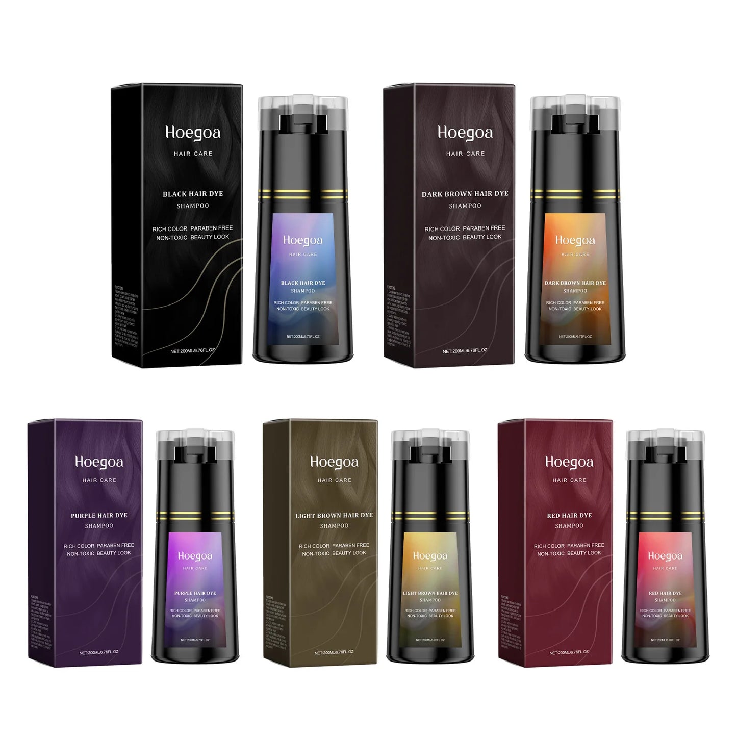 Hoegoa 200ml Hair Dye Shampoo Herbal Diy Fashion Hair Natural Coloring Oil Control Fluffy Nourish Scalp Hair Dyeing Shampoo
