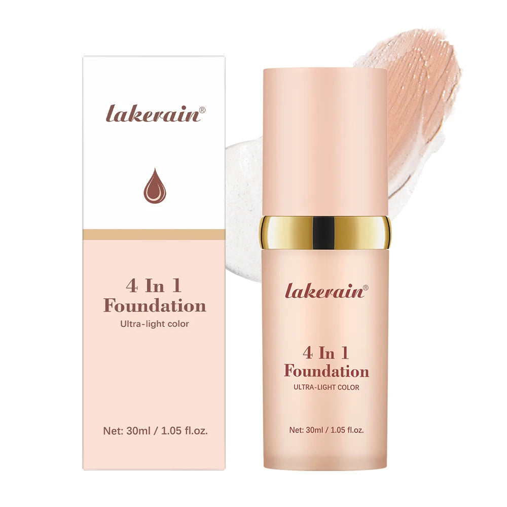 4 In 1 Color Changing Foundation Hydrating Moisturizing Long Lasting Waterproof Travel Full Coverage Makeup Base Smooth Natural Skin Tone Daily Facial Make Up Concealer Primer
