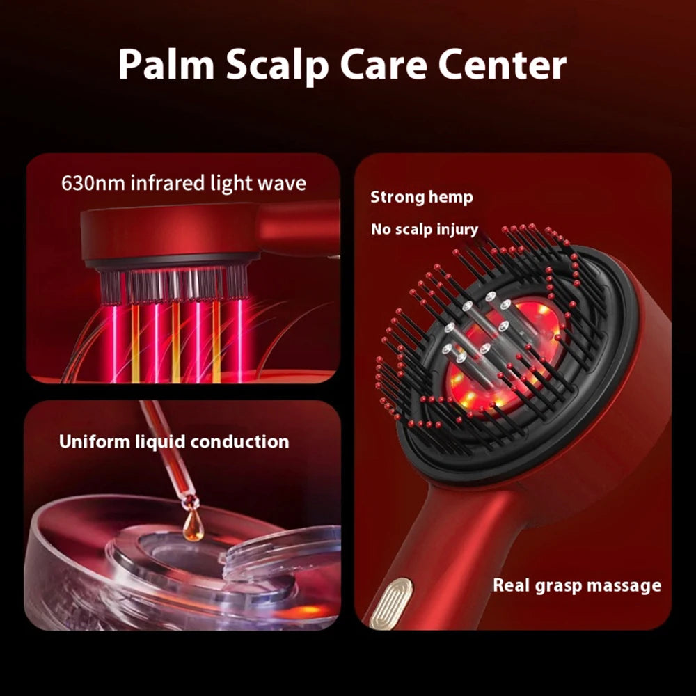 Electric Vibration Massage Comb Red Light Hair Growth Massage Scalp Brush Anti Hair Loss Liquid Oil Applicator Hair Care