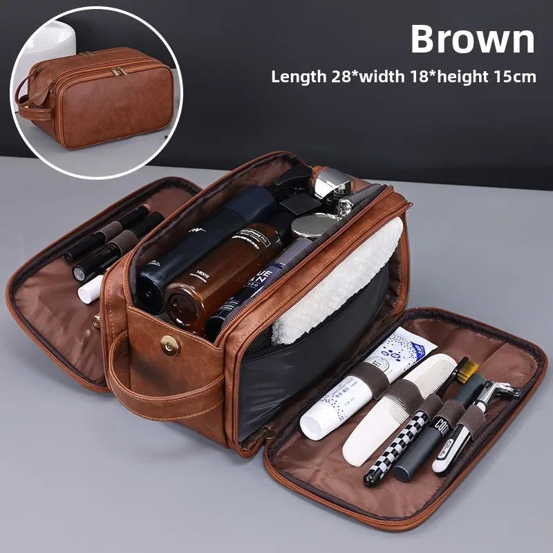 Multi Pockets PU Toiletry Bag for Women Men Travel Essentials Waterproof Hanging Cosmetic Organizer