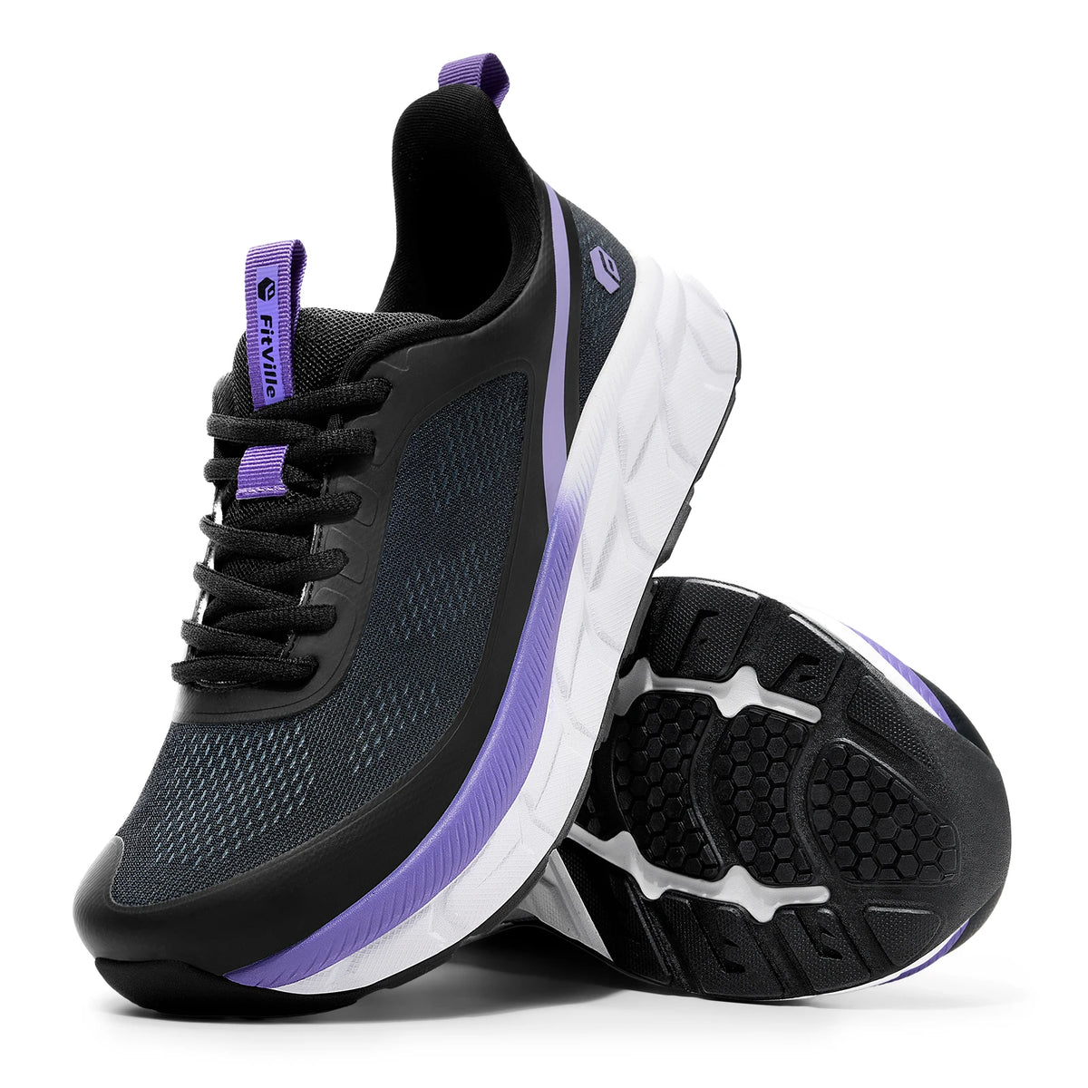 FitVille Women's Sports Shoes, Wide Casual Breathable Non‑Slip Sneakers, Comfortable Cushioned Running Jogging Shoes with Arch Support