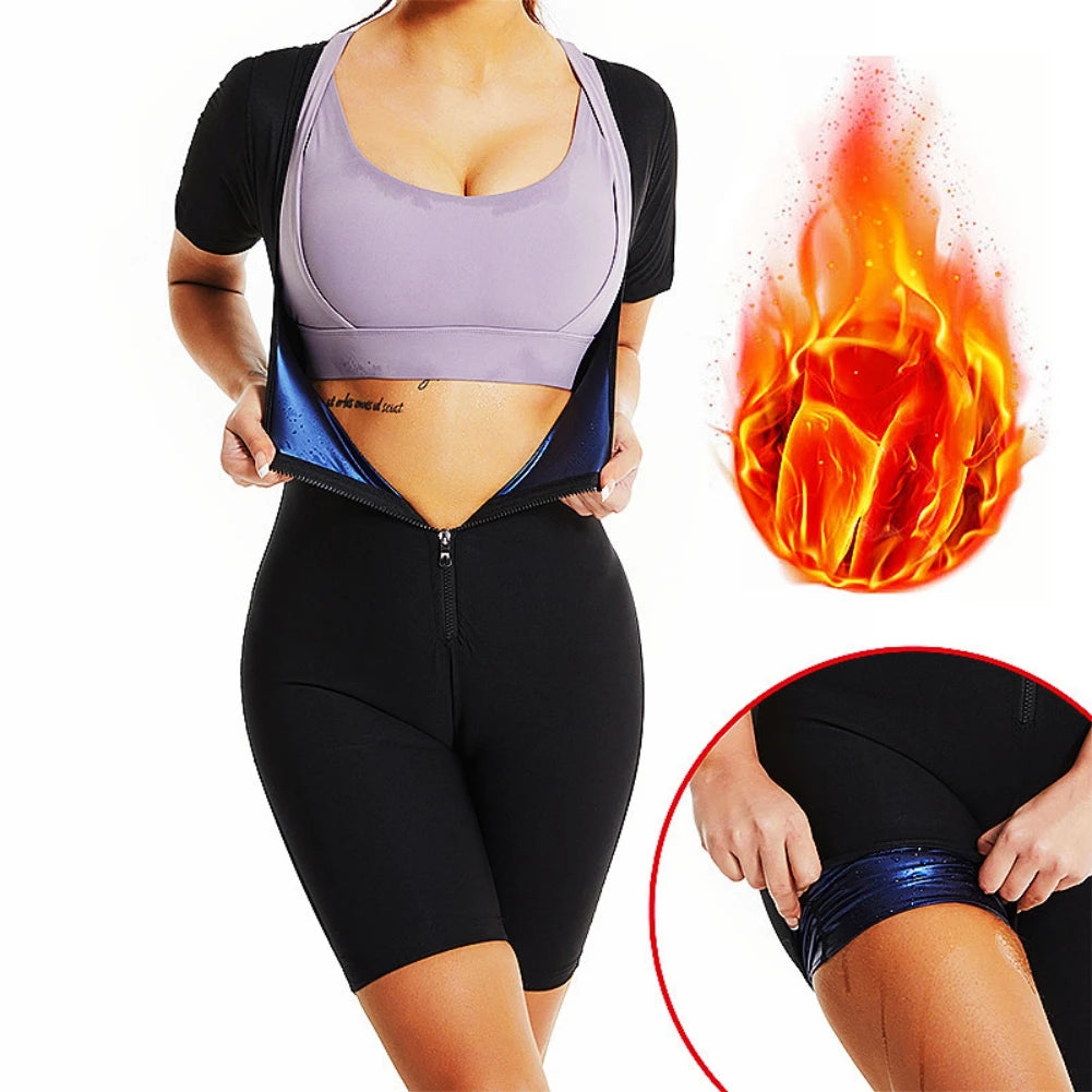 3-in-1 Zipper Body Shaping Sauna Suit For Women, Women's Sweatshirt, Running Fitness Sweat Absorption Sauna Suit