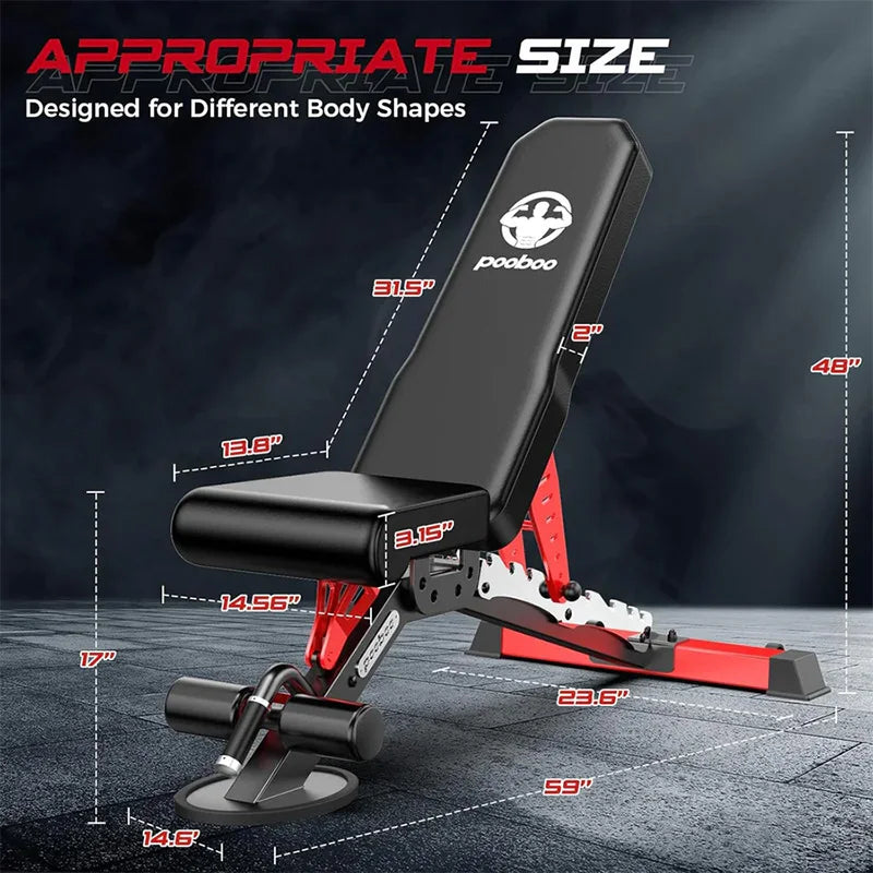 Pooboo Adjustable Workout Bench For Home Strength Training