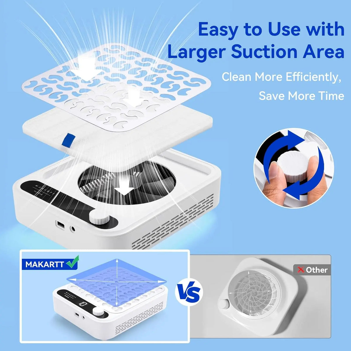 Makartt Professional Nail Dust Collector Adjustable Suction LED Display