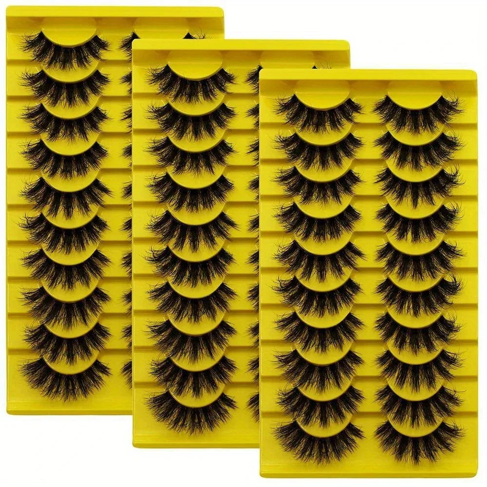 30Pairs 3-Pack 3D fluffy false eyelashes for dramatic fake eyelashes Messy False Eyelashes Fluffy Thick Lashes