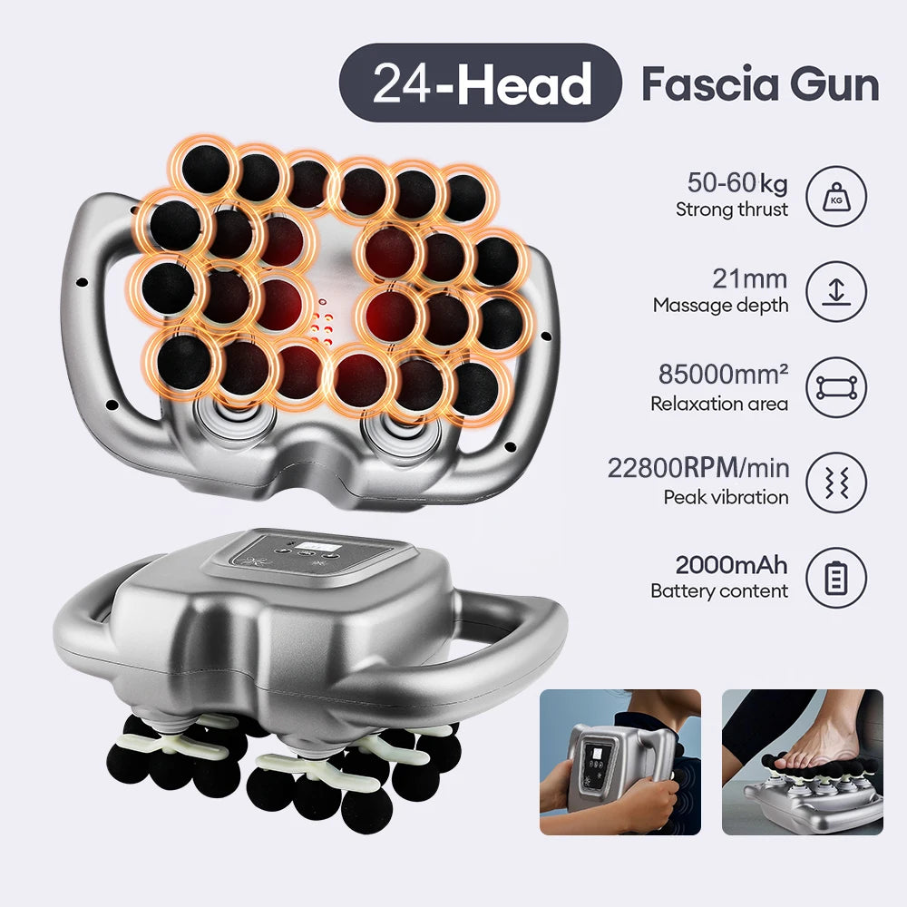 Foreverlily 24 Head Fascia Gun Offering High Frequency Vibration Massage