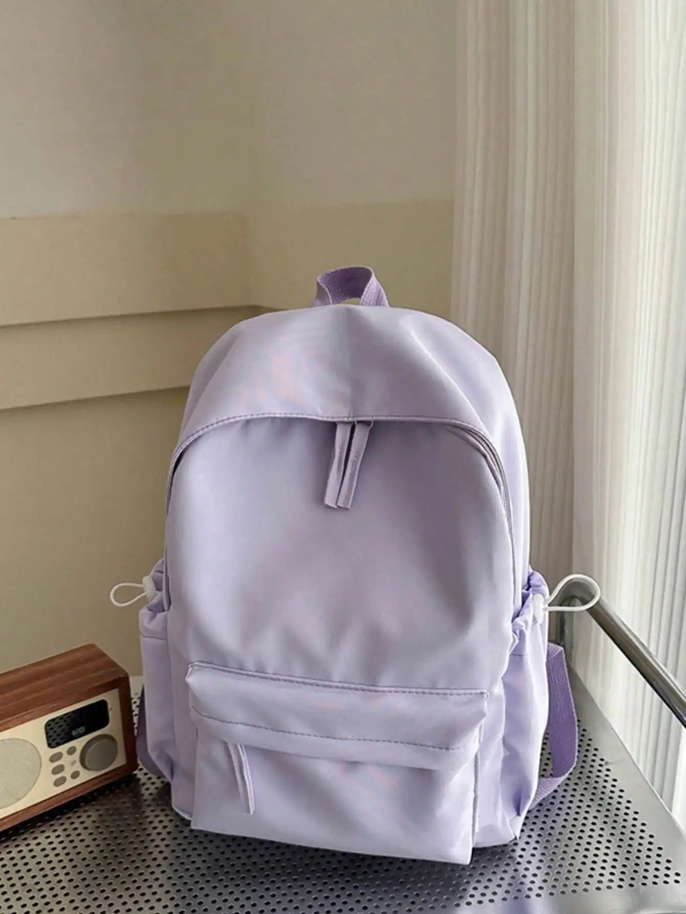 Fashion Casual Solid Color Student Backpack Foldable Multi Compartment Large Capacity Backpack Suitable for Daily Campus Life
