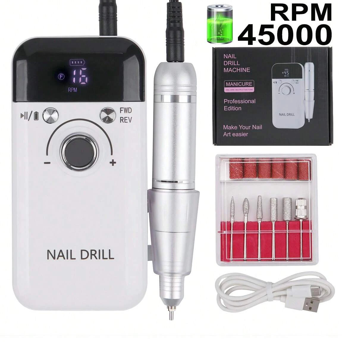 Rechargeable Electric Nail Drill Machine for Manicure and Pedicure Salon Use