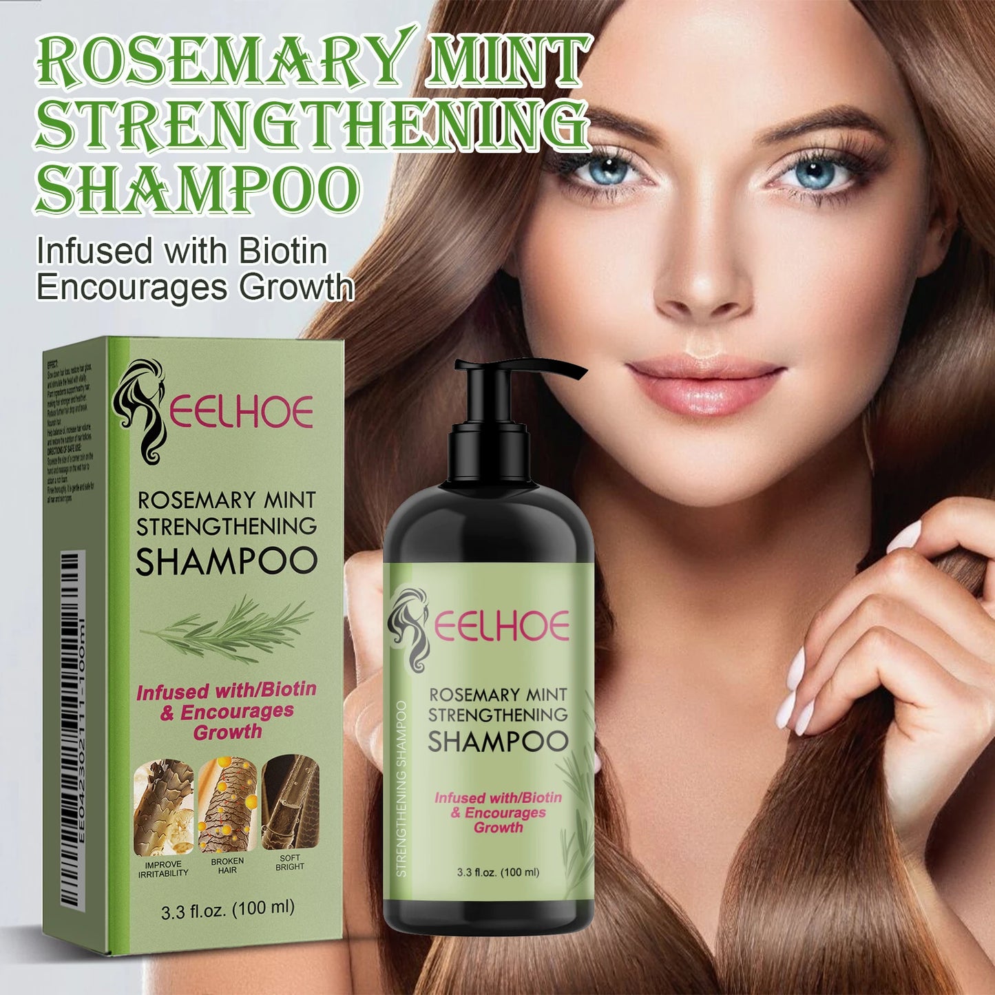 Eelhoe Rosemary Hair Growth Oil With Brush Nourishes Scalp