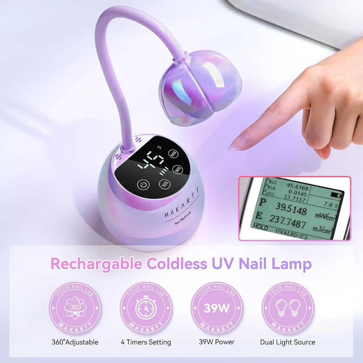 Makartt Cordless Gooseneck UV LED Nail Lamp With Auto Sensor