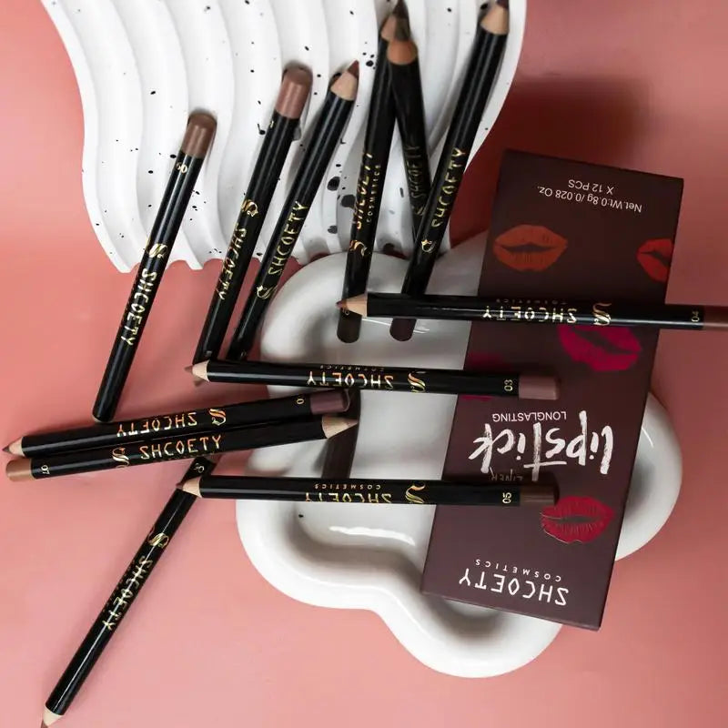 Lip Liner Pencil Set 12 Piece Professional Matte Lip Liner