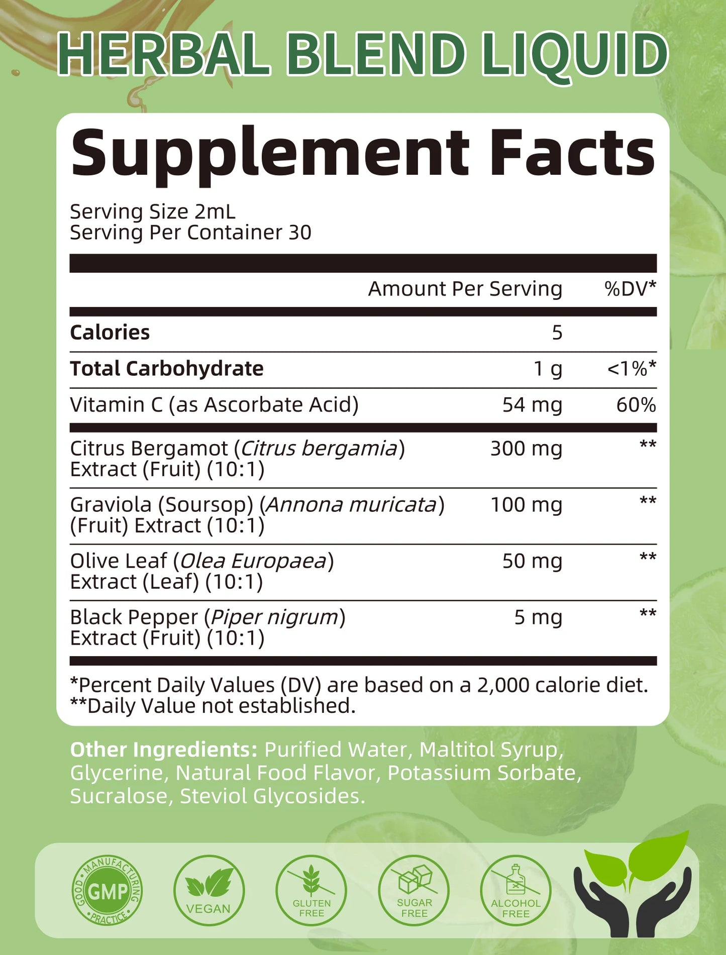 Citrus Bergamot Liquid Drops Natural Supplement with Soursop,Red Yeast Rice,Olive Leaf, High Absorption Support Overall Wellness