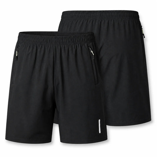 2-Pack Men's Quick Dry Running Shorts with Zipper Pockets & Reflective Detail – Lightweight Breathable Gym & Outdoor Sports Shorts for Summer