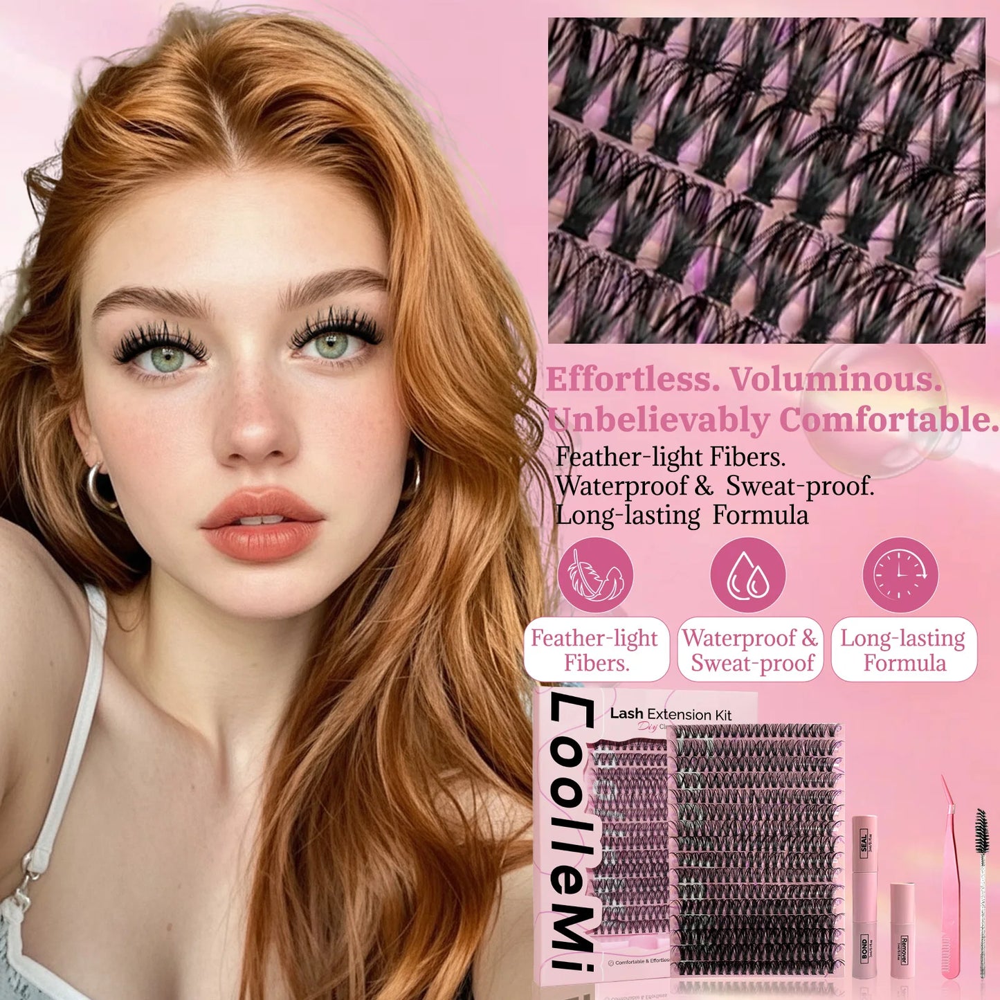 320PCS DIY Cluster Lashes Kit Fierce 30D | 10-18mm Mixed Dense Manga Lash Clusters | D Curl Fluffy Individual Cluster Lashes with Bond and Seal | Waterproof Long-Lasting Home Makeup