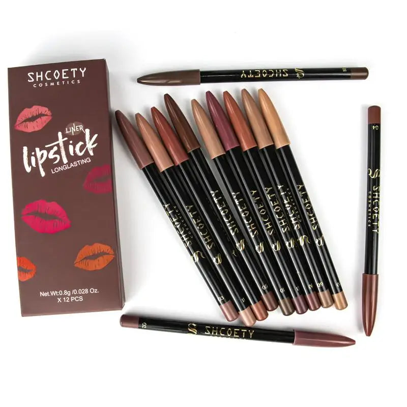 12 Piece Lip Liner Set Matte Pencils Professional Quality