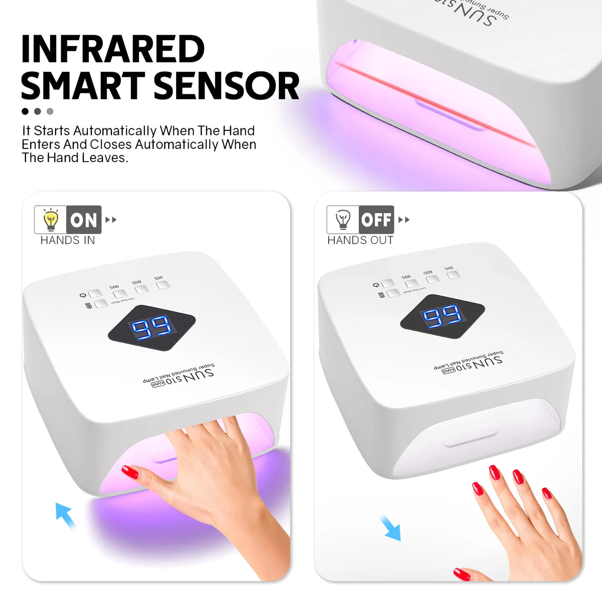 Rechargeable UV LED Nail Lamp LCD Display And Auto Sensor