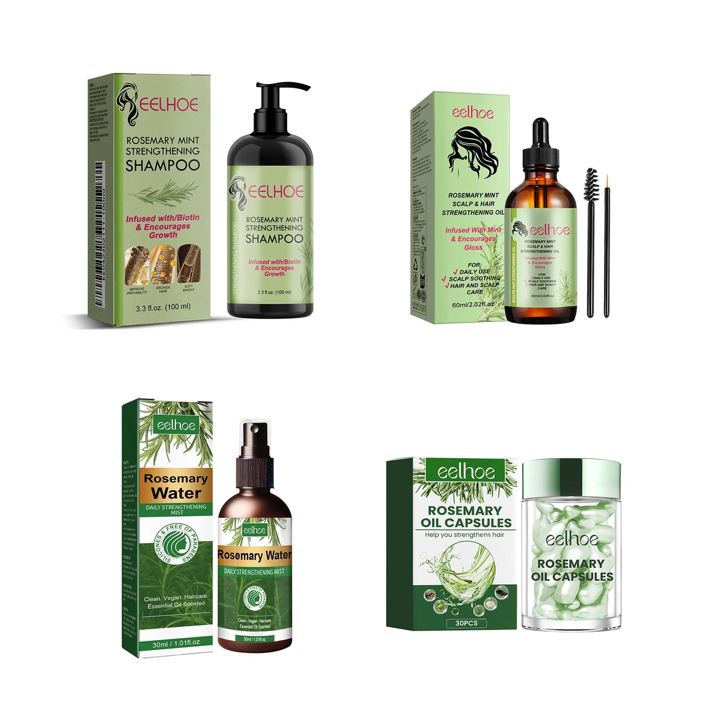 Eelhoe Rosemary Hair Growth Oil With Brush Nourishes Scalp