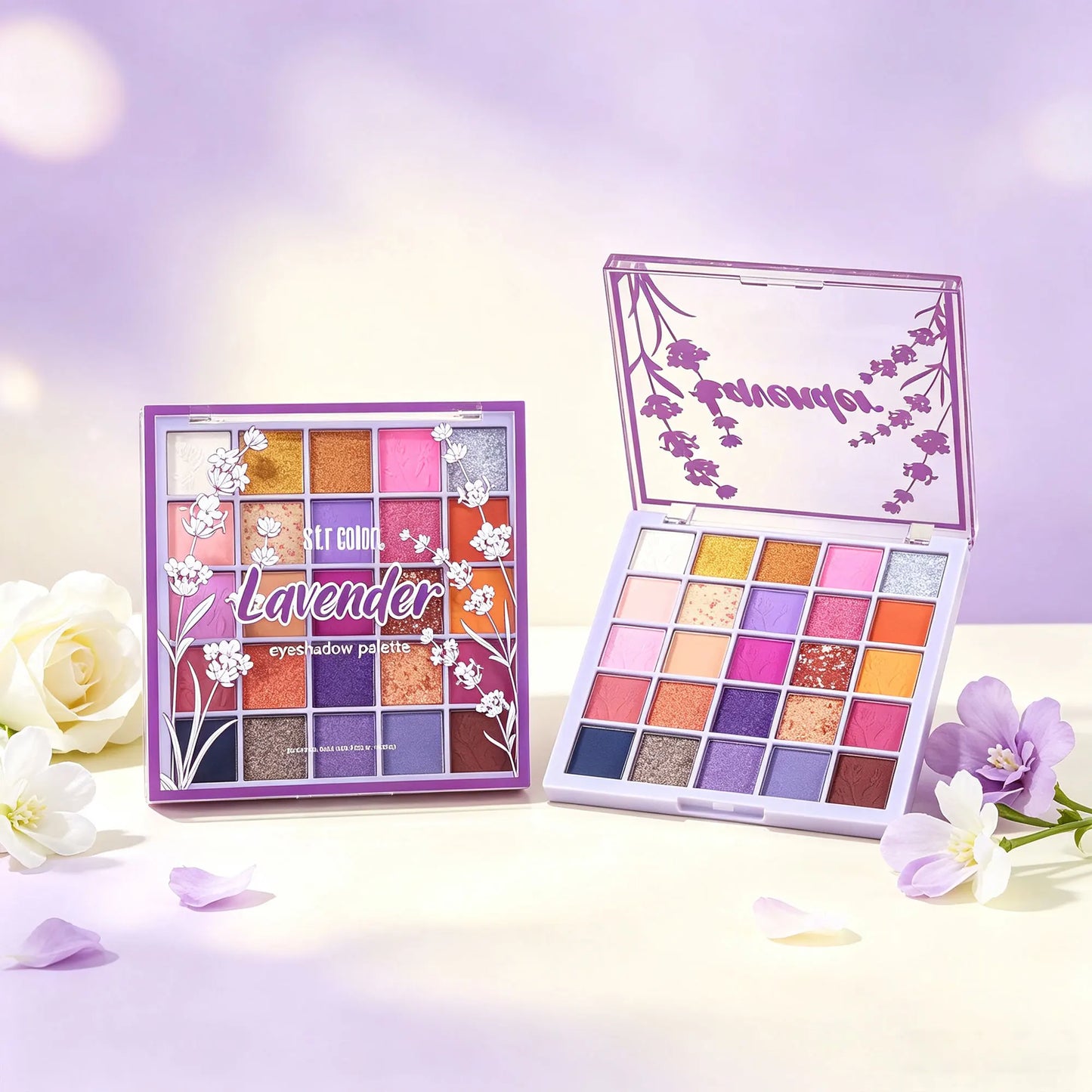 25 Shades Matte Shimmer Eyeshadow Palette, Warm Purple Neutral Tone Blendable Eye Shadow Powder, Highly Pigmented Glitter Eye Makeup Tray for Daily Party Cosmetics