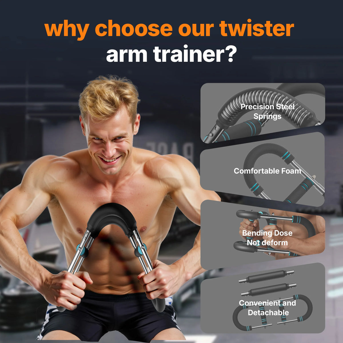 MERACH Twister Arm Exerciser 60-110 lbs Adjustable Resistance Portable Chest Expander Spring Bar for Home Gym Travel Full Body Portable Arm Shoulder Back Upper Body Workout Equipment Guide for Men & Women