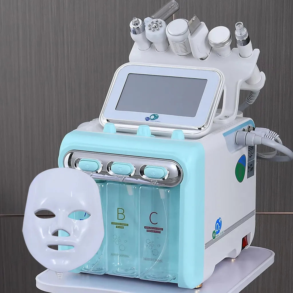 7 in 1 Professional Hydra Facial Machine Hydrogen Oxygen Skin Management Machine Ultrasonic Skin Scrubber Oxygen Injection Beauty Instrument With LED Mask