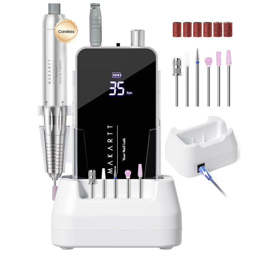 Makartt 35000RPM Nail Drill Cordless Electric Manicure Pedicure Kit Professional E File for Acrylic Gel Nails with Drill Bits