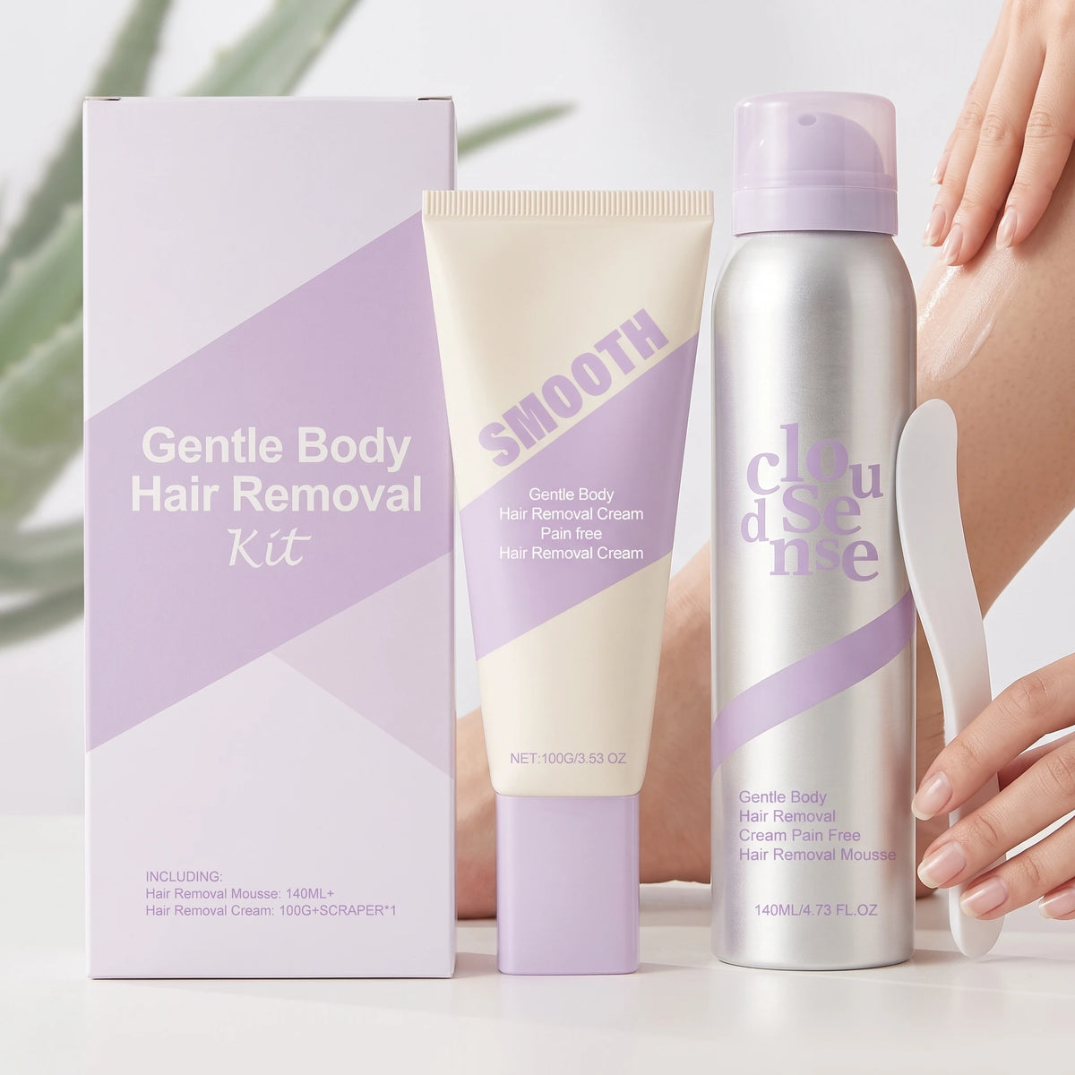 Gentle Hair Removal Cream Set Moisturizing Skin Improve Smoothness Soothing Discomfort Nourishing Pores Refreshing Pore Shrink Calming Hair Removal Set