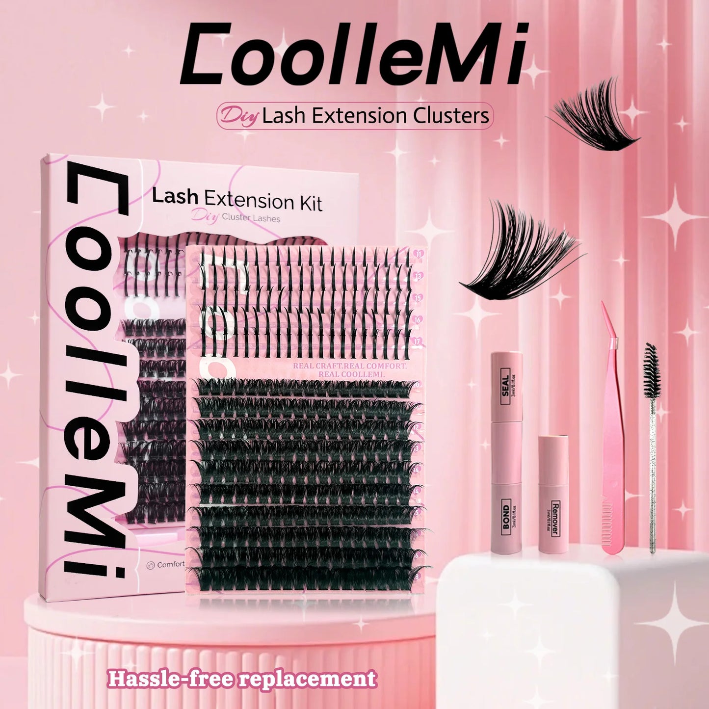 280PCS DIY Cluster Lashes Kit Ignite 80D | D Curl Fluffy Wispy Manga Lashes | Heat Bonded Fox Eye Individual Extensions with Bond and Seal | Long-Lasting Waterproof Home Makeup