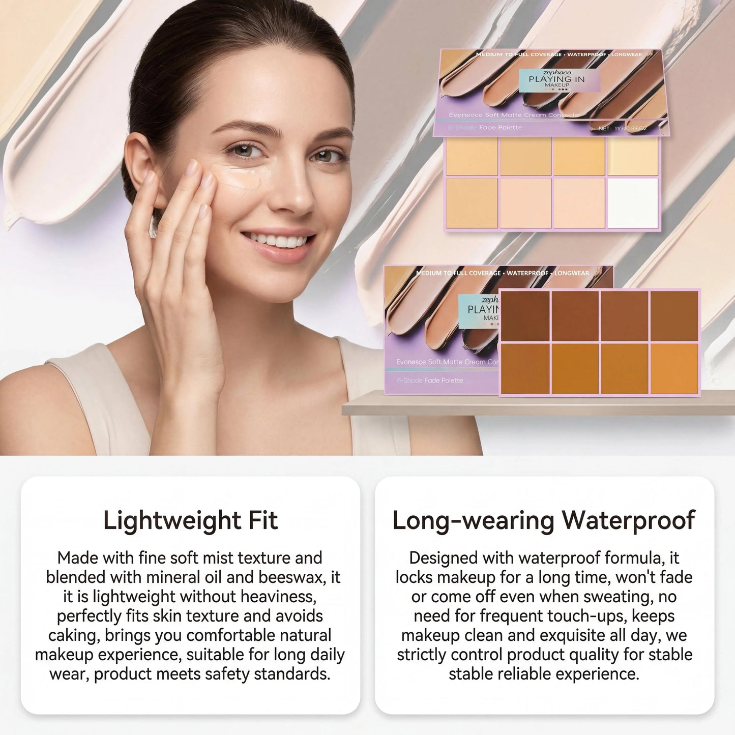 Zephoco Soft Matte Cream Concealer Long Lasting Waterproof Matte Reduces Dark Circles Improve Skin Redness Smooth Transparent Makeup