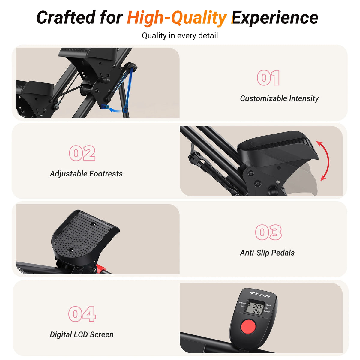 MERACH Foldable Stair Stepper With Handlebar And Adjustable Resistance