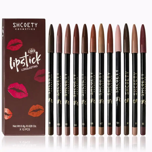 12 Piece Lip Liner Set Matte Pencils Professional Quality