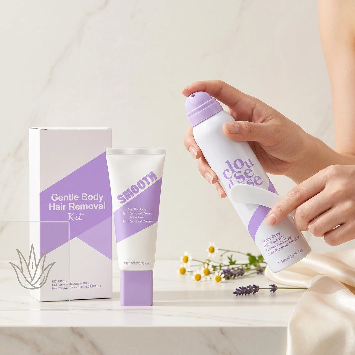Gentle Hair Removal Cream Set Moisturizing Skin Improve Smoothness Soothing Discomfort Nourishing Pores Refreshing Pore Shrink Calming Hair Removal Set