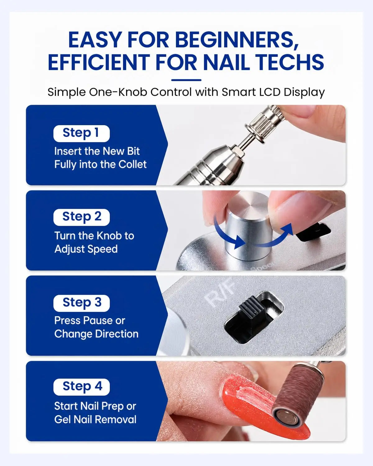 Makartt 35000RPM Nail Drill Cordless Electric Manicure Pedicure Kit Professional E File for Acrylic Gel Nails with Drill Bits