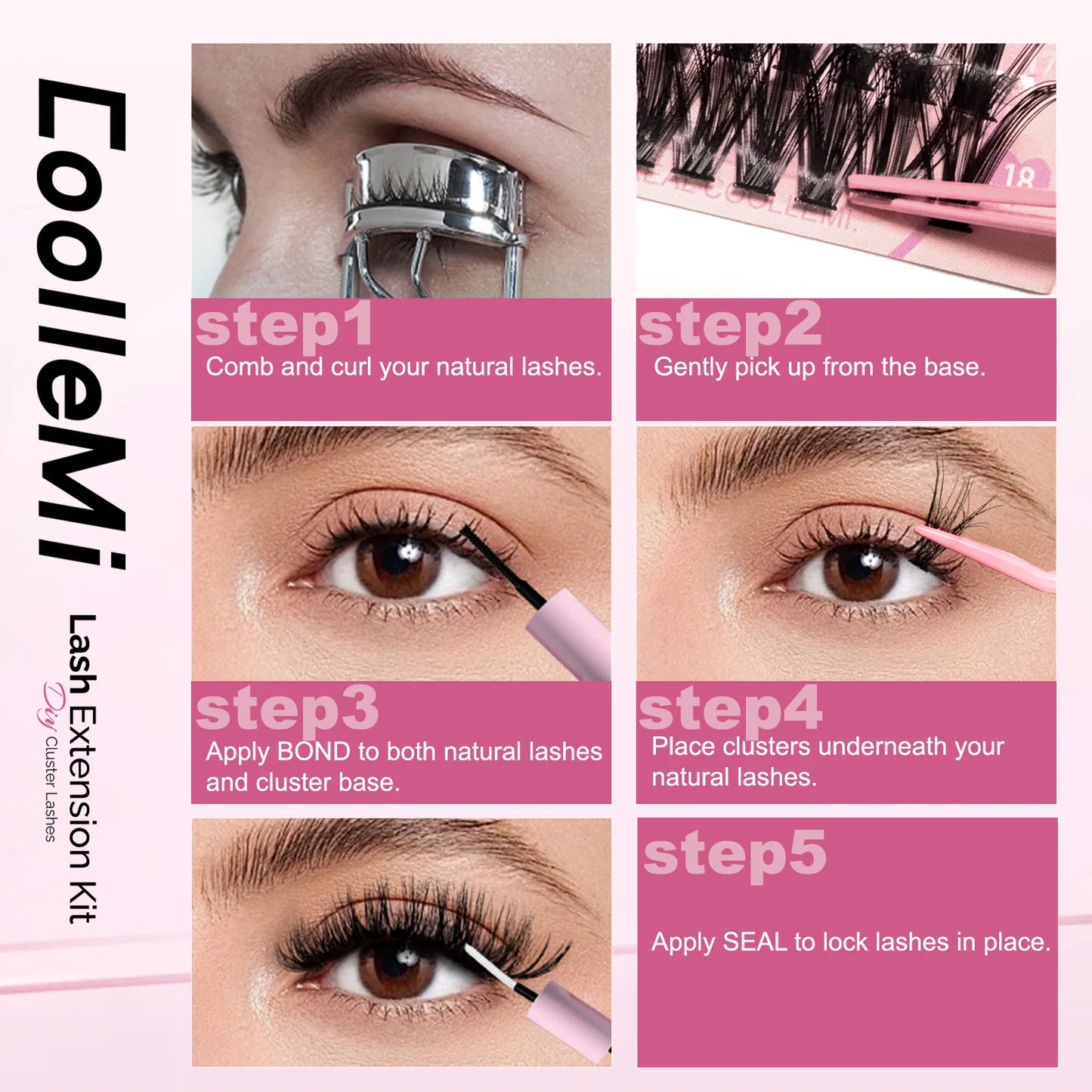 280PCS DIY Cluster Lashes Kit Ignite 80D | D Curl Fluffy Wispy Manga Lashes | Heat Bonded Fox Eye Individual Extensions with Bond and Seal | Long-Lasting Waterproof Home Makeup