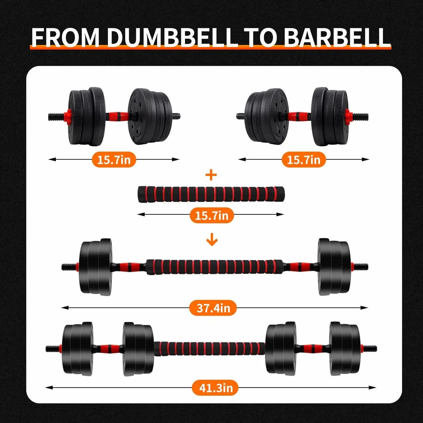 Adjustable Dumbbell Barbell Set Anti Slip Grip Home Gym