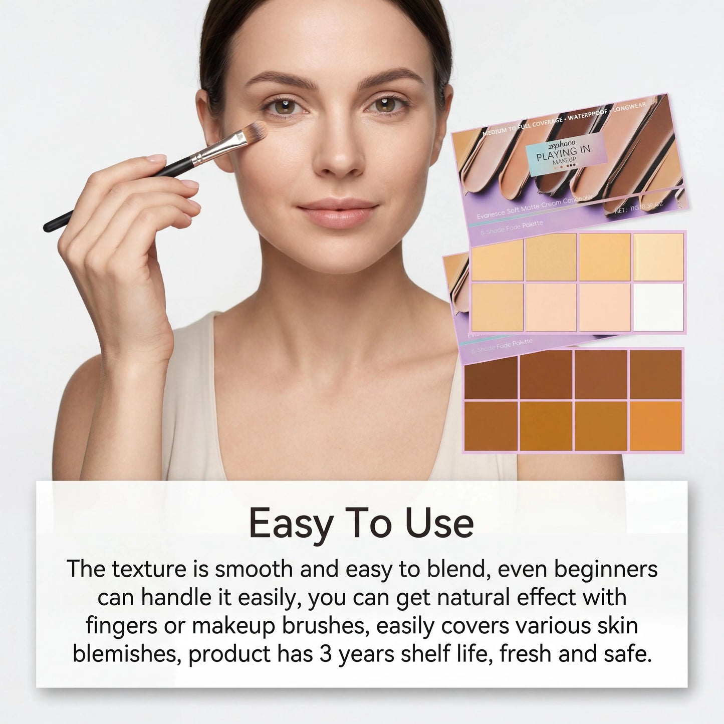 Zephoco Soft Matte Cream Concealer Long Lasting Waterproof Matte Reduces Dark Circles Improve Skin Redness Smooth Transparent Makeup