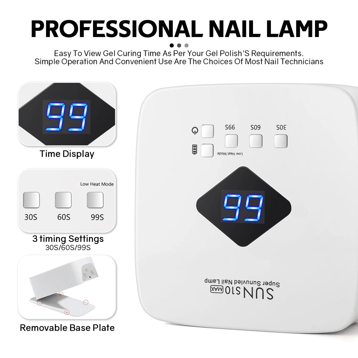 Rechargeable UV LED Nail Lamp LCD Display And Auto Sensor