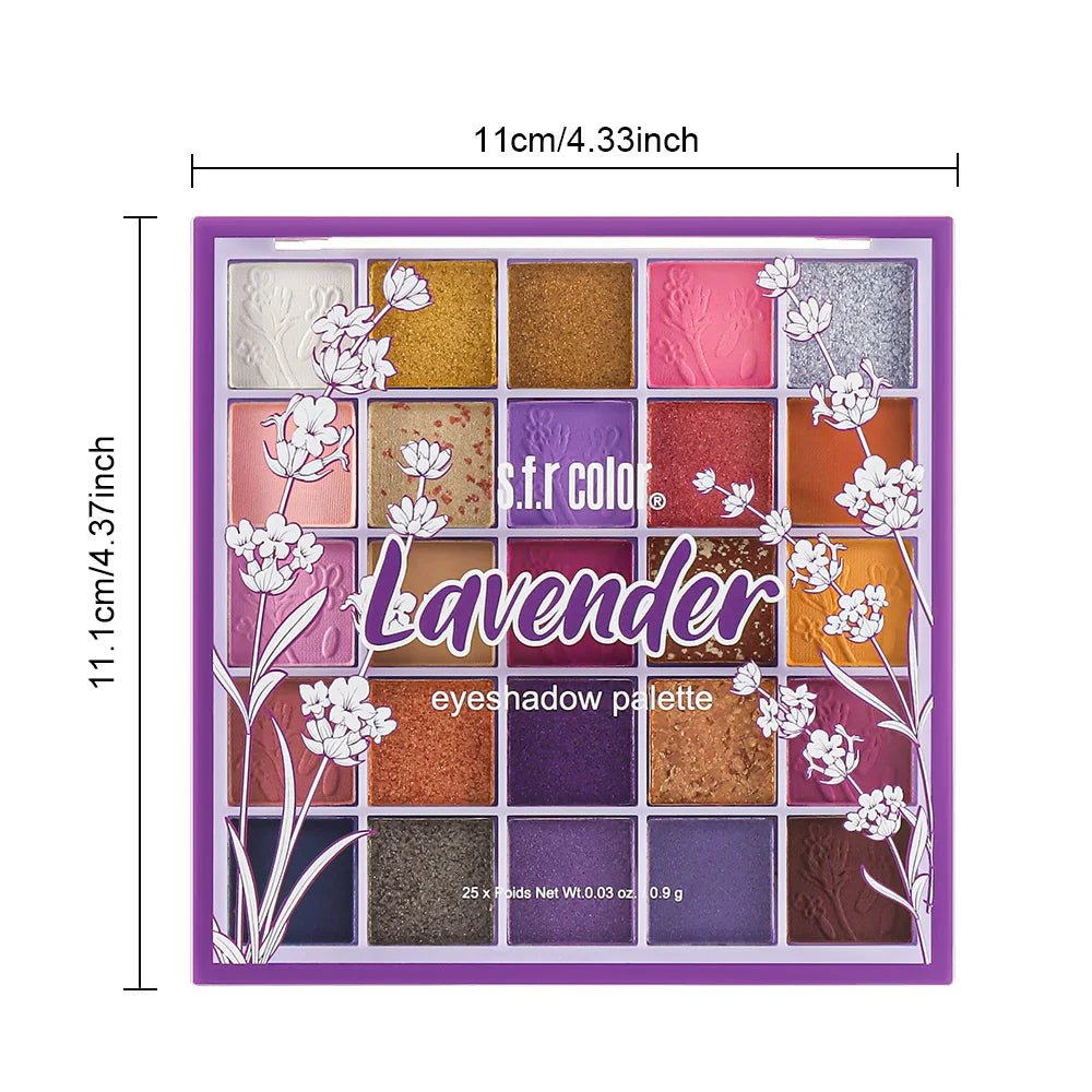25 Shades Matte Shimmer Eyeshadow Palette, Warm Purple Neutral Tone Blendable Eye Shadow Powder, Highly Pigmented Glitter Eye Makeup Tray for Daily Party Cosmetics