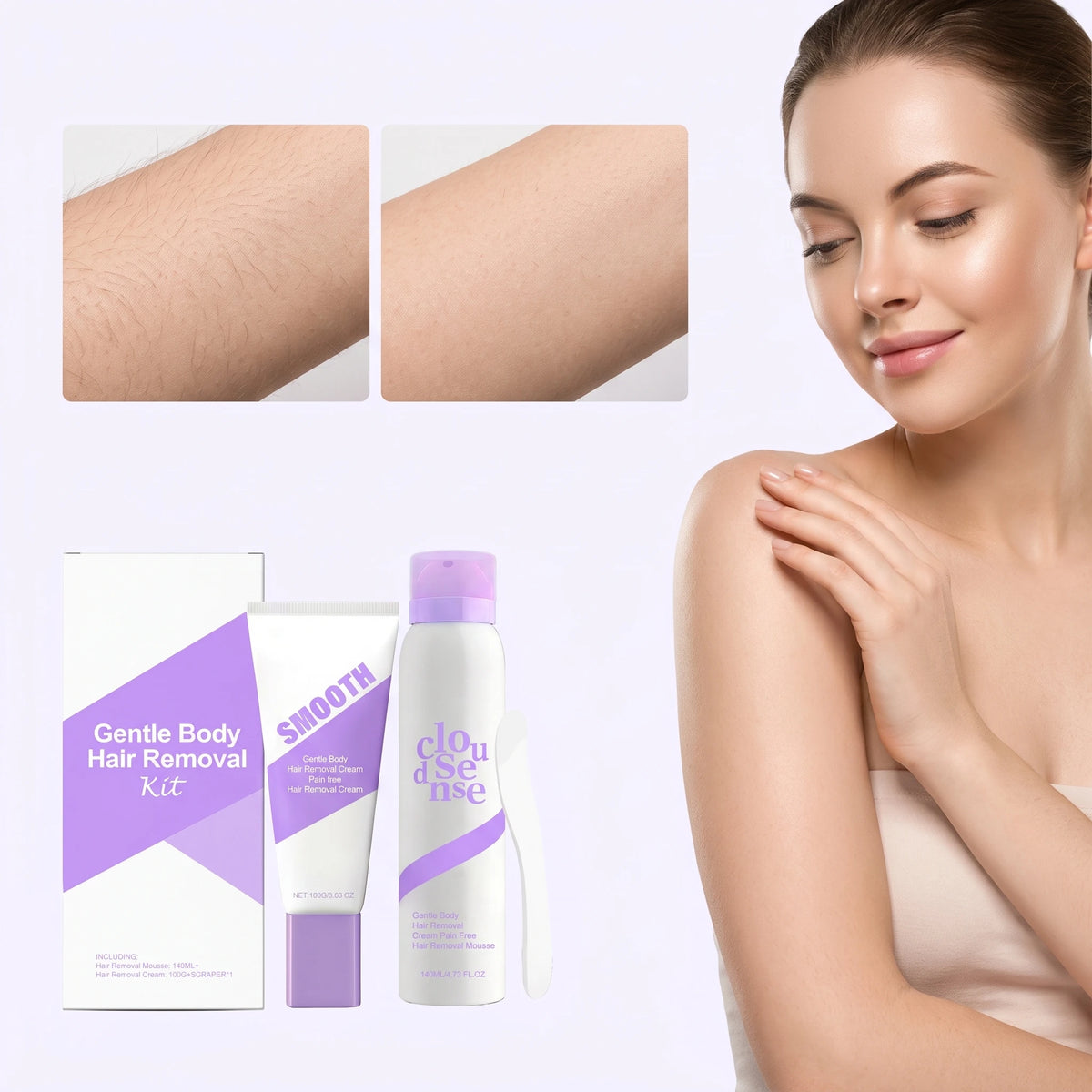 Gentle Hair Removal Cream Set Moisturizing Skin Improve Smoothness Soothing Discomfort Nourishing Pores Refreshing Pore Shrink Calming Hair Removal Set