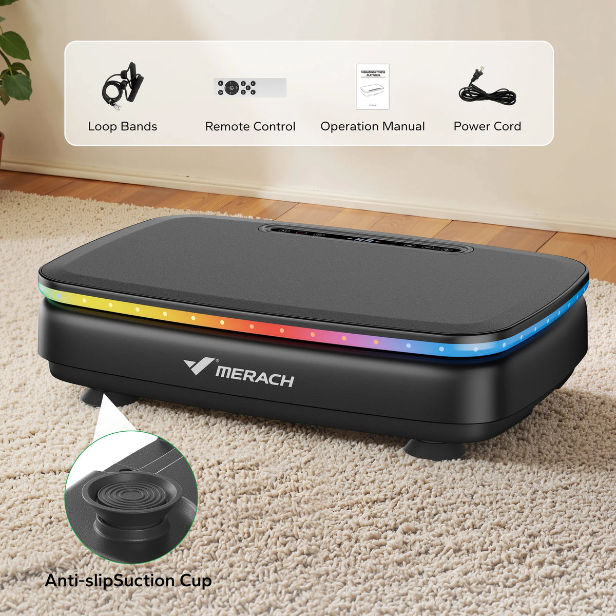 MERACH Vibration Plate Exercise Machine with Light Whole Body Workout Power Vibrate Platform Vibration Plate Lymphatic Drainage