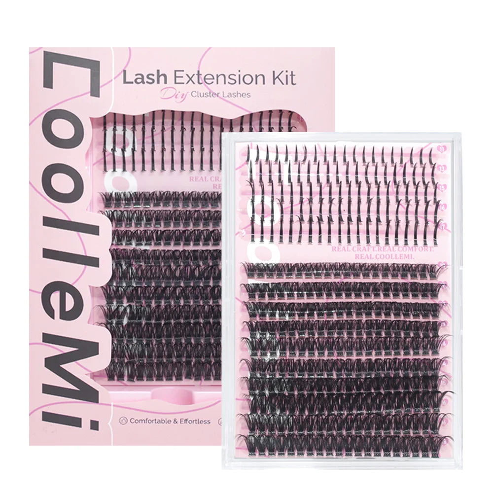 280PCS DIY Cluster Lashes Kit Ignite 80D | D Curl Fluffy Wispy Manga Lashes | Heat Bonded Fox Eye Individual Extensions with Bond and Seal | Long-Lasting Waterproof Home Makeup