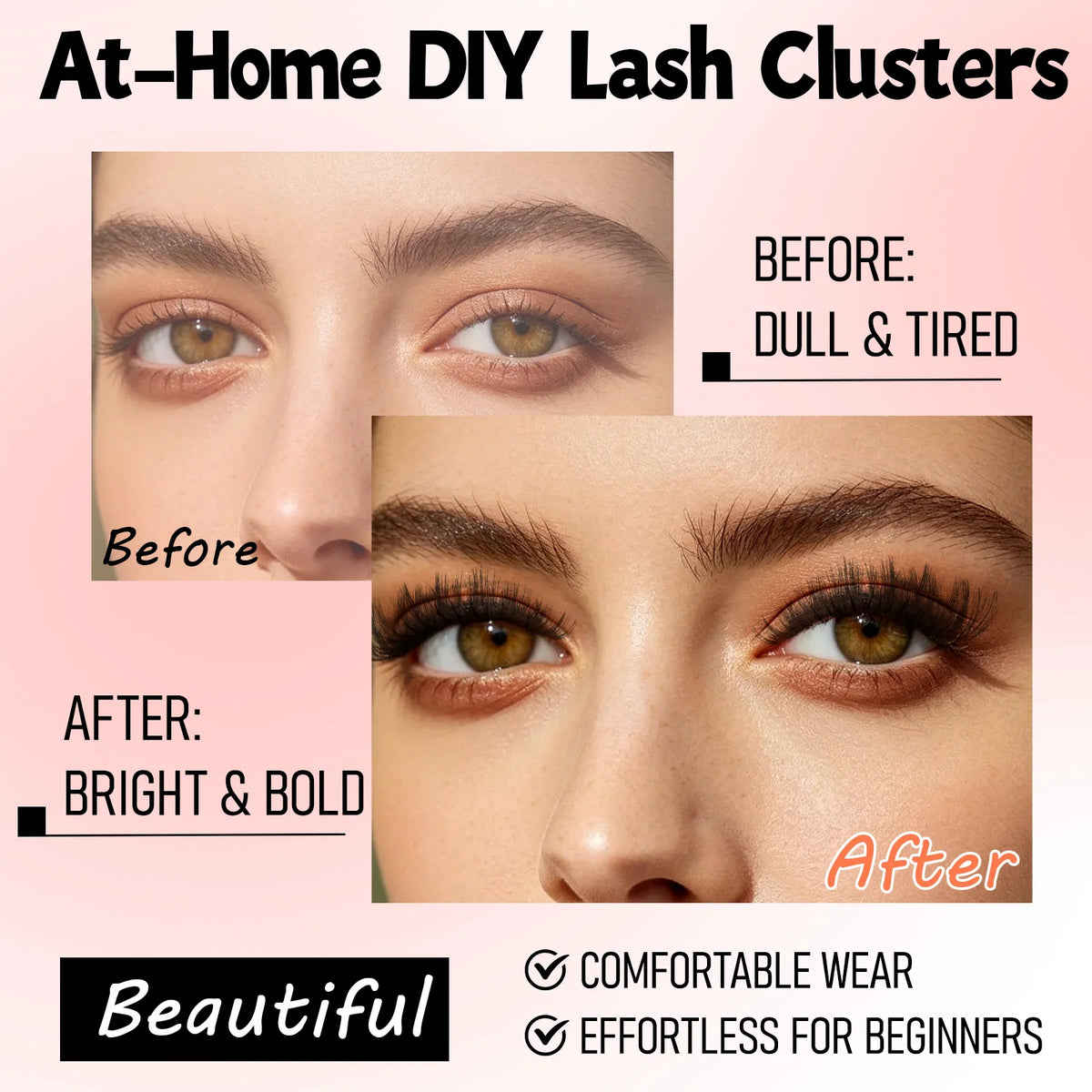 256PCS Vglance 120D Natural Lash Clusters Kit Wispy Cluster Eyelash Extensions 10-18mm Waterproof Lash Bond and Seal Remover Brush