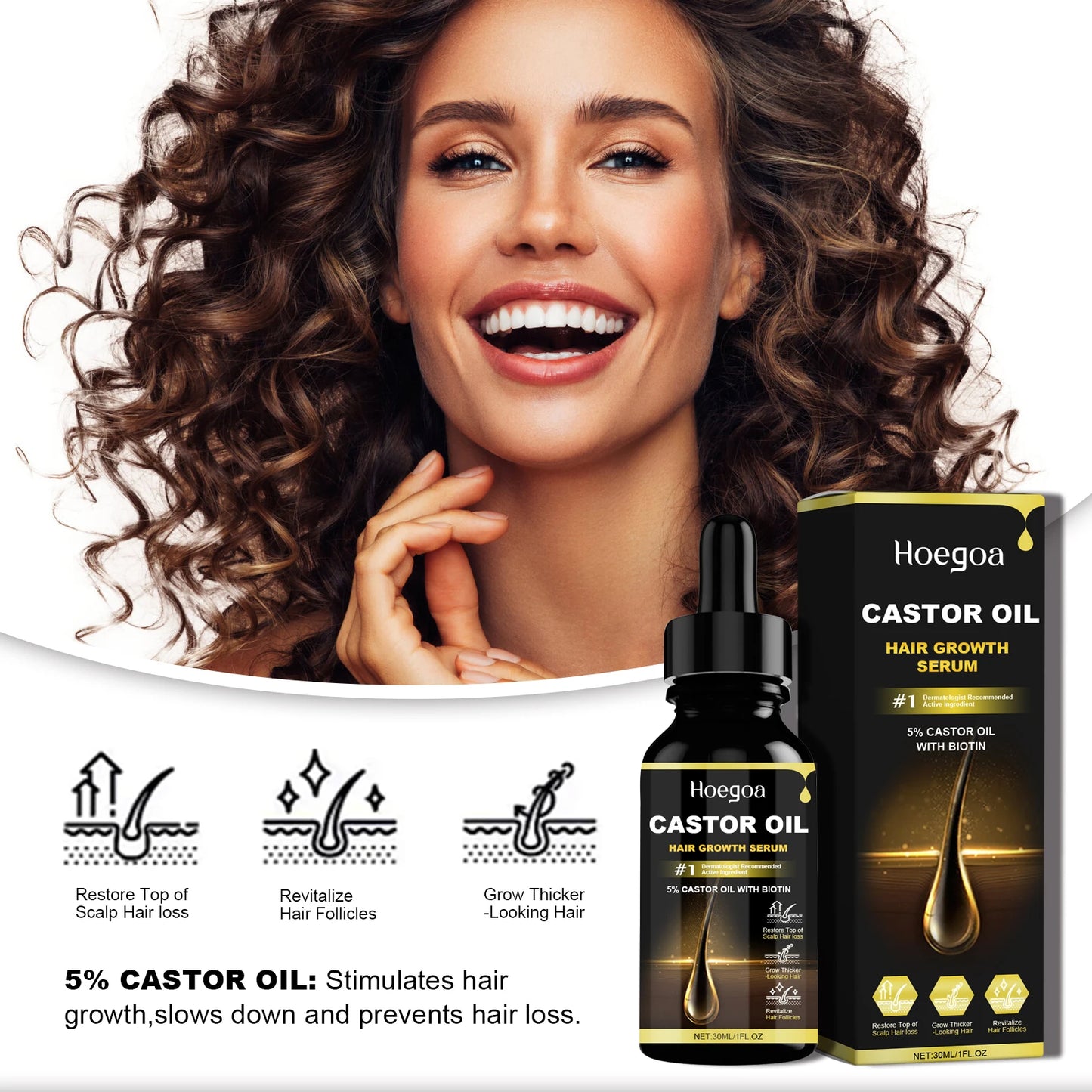 Hoegoa Castor Oil Hair Thickening Serum For Scalp Care