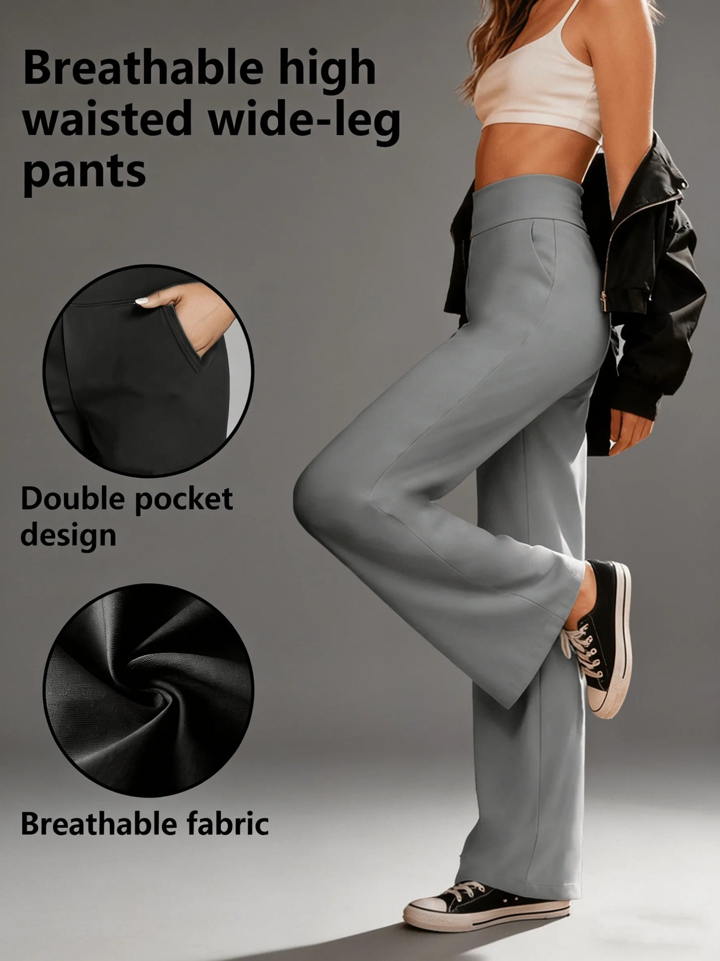 Women's Wide-leg Pants, Breathable And Comfortable, With Good Elasticity. Perfect For Casual Outings And Exercise