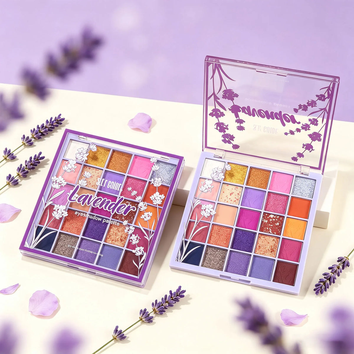 25 Shades Matte Shimmer Eyeshadow Palette, Warm Purple Neutral Tone Blendable Eye Shadow Powder, Highly Pigmented Glitter Eye Makeup Tray for Daily Party Cosmetics