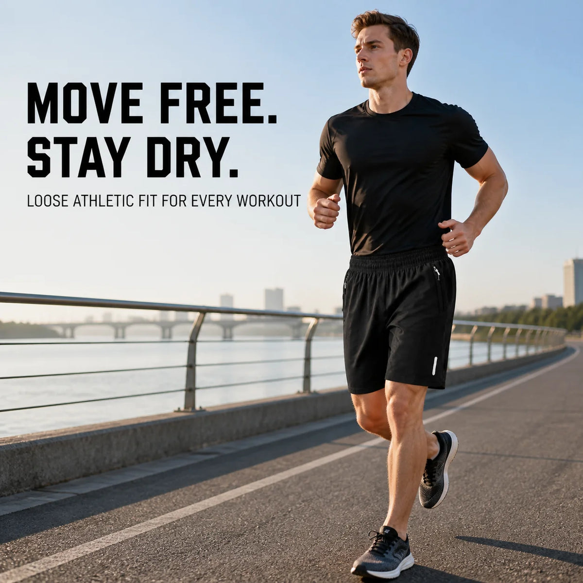 2-Pack Men's Quick Dry Running Shorts with Zipper Pockets & Reflective Detail – Lightweight Breathable Gym & Outdoor Sports Shorts for Summer