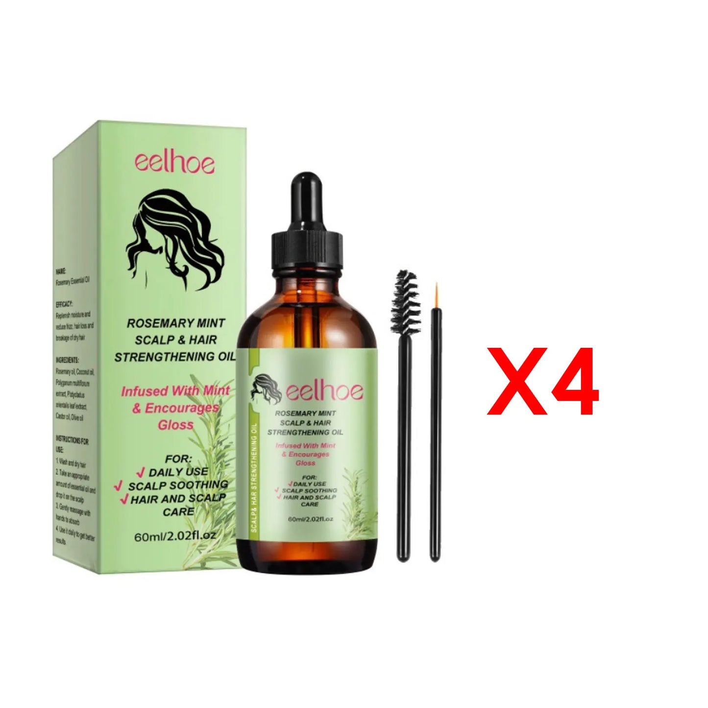 Eelhoe Rosemary Hair Growth Oil With Brush Nourishes Scalp