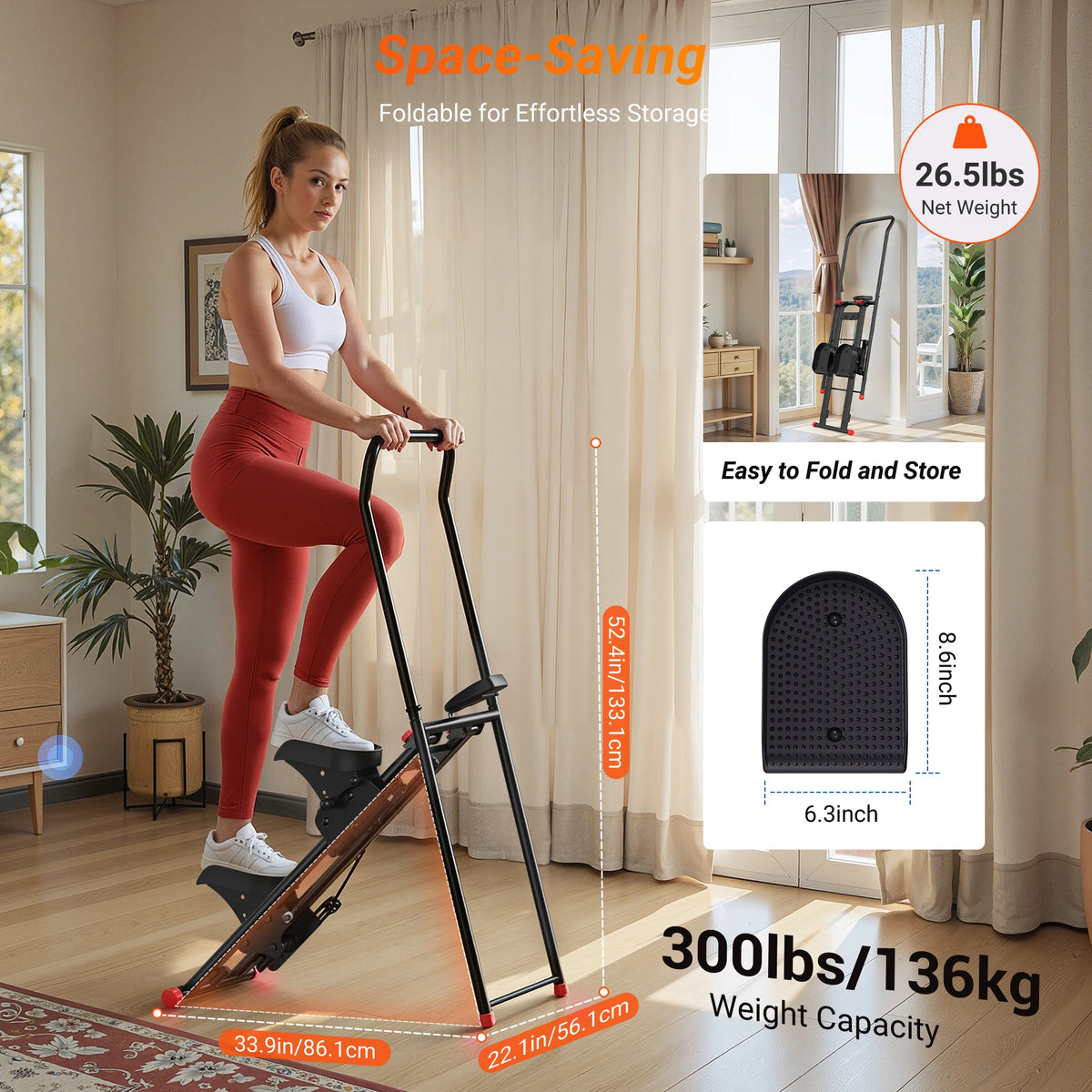 MERACH Foldable Stair Stepper With Handlebar And Adjustable Resistance