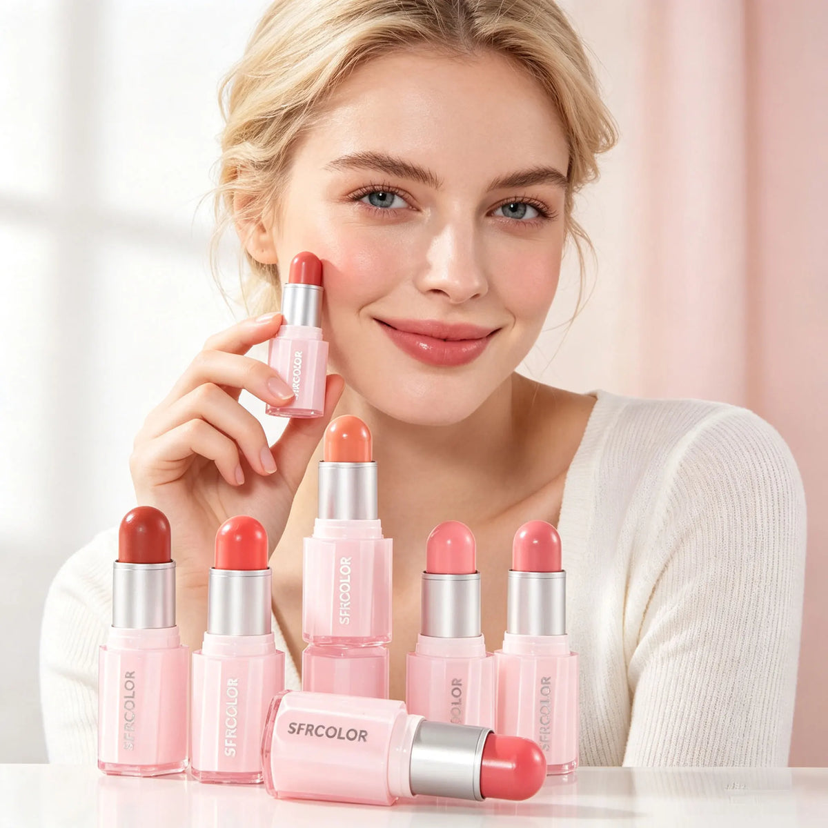 2 In 1 Blush Stick Lip Cheek Multi‑use Makeup Stick Cream Blush Waterproof Long Lasting Natural Blush Cream Stick Smooth Blush Contour Makeup Cosmetic for Daily Face Makeup