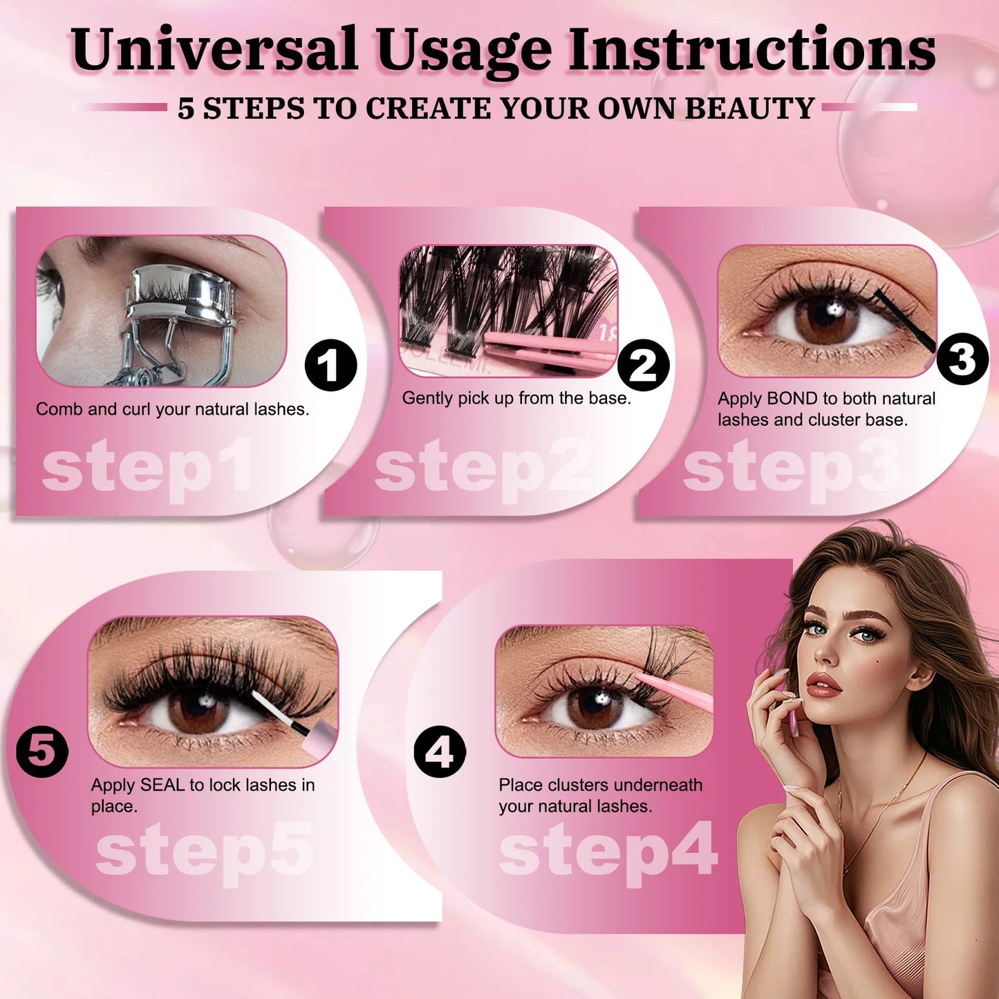 320PCS DIY Cluster Lashes Kit Fierce 30D | 10-18mm Mixed Dense Manga Lash Clusters | D Curl Fluffy Individual Cluster Lashes with Bond and Seal | Waterproof Long-Lasting Home Makeup